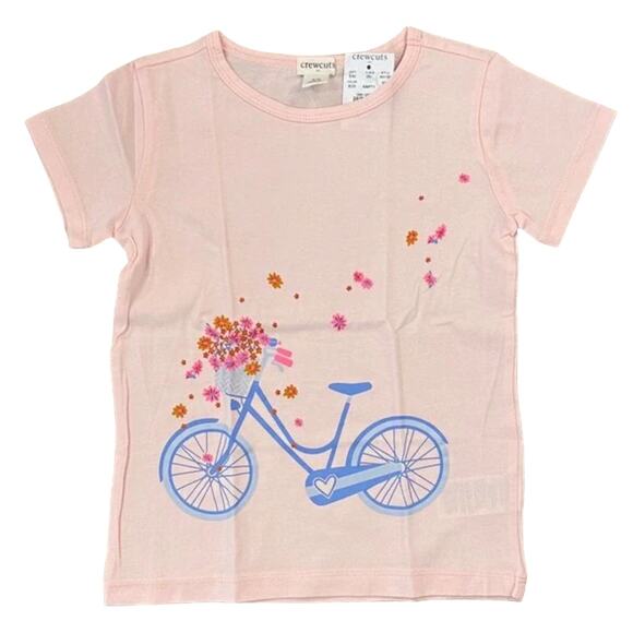 NWT J. Crew Girls' Pink Heart & Bicycle Graphic Cotton Tee - Picture 2 of 8